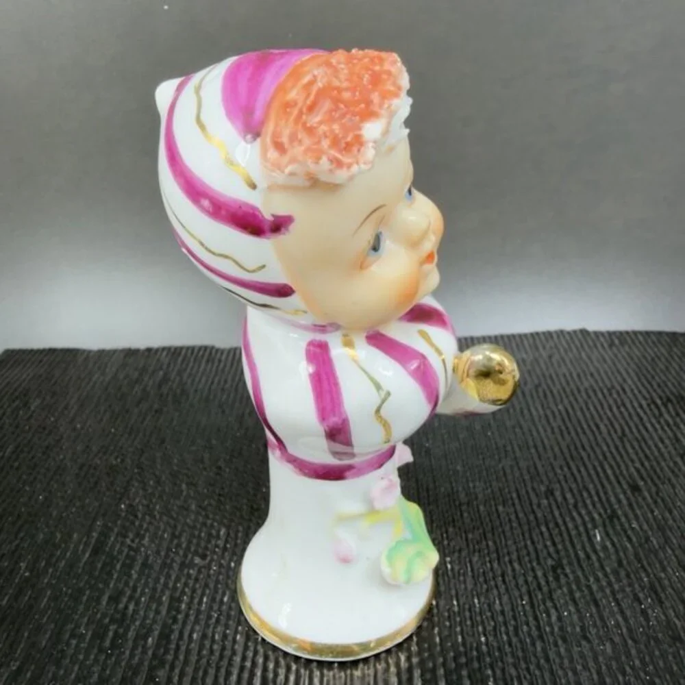 1960s Ucagco Tulip Flower Candy Cane Kids Baby Single Shaker Porcelain Japan VTG